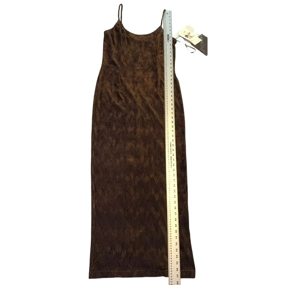 Scott McClintock Womens NEW Slip Dress  12 Chiffon Chocolate Brown Maxi Bodycon - Picture 7 of 16